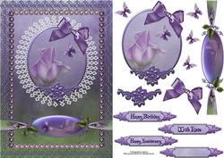 Rose Gems & Butterflies Decoupage Card