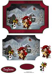 Christmouse Post Mouse Scene with Decoupage