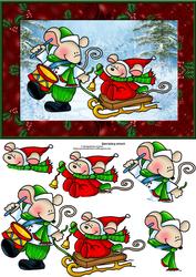 Mice Having Fun Sledging with Decoupage