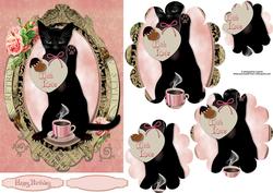 Romantic Black Cat with Flower Shape Pyramage