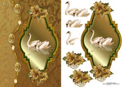 Golden Wedding Swans with Topper & Decoupage