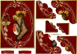 Christmas Robin Stocking Wavey Duo Corner Stacker