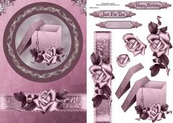 Dusky Roses Card Front with Decoupage