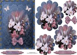 Floral, Butterflies and Blue Lace with Flower Shape Pyramage