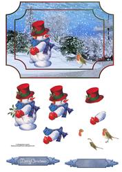 Snowman and Robin Scene with Decoupage