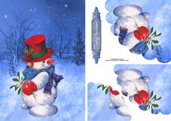 Mistletoe Snowman Scene with Wavey Edge Corner Stacker