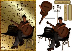 Guitar Player with Decoupage