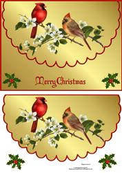 Christmas Cardinals Scalloped Edge Envelope Card with Topper