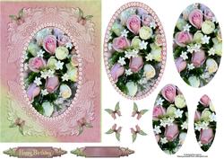 Roses & Butterflies with Oval Pyramage