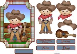 Cute Cowboy & Guitar with Decoupage