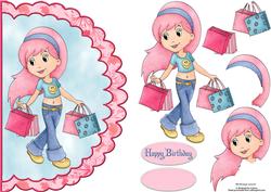 Young Shopper Scalloped Edge Card with Decoupage