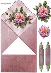 Spring Rose Fancy Diamond Top Fold Card