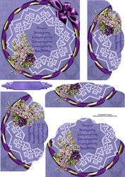 Floral, Ribbon & Lace Wavey Edge Bottom Stacker with Verse