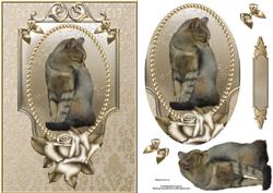 Cat with Rose & Pearls and Decoupage