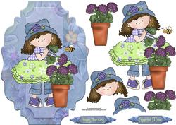 Little Lilac Flower Girl with Decoupage