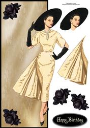 Elegant Lady Large Dl with Decoupage