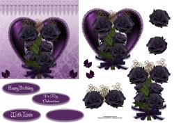 Purple Heart & Roses with Decoupage