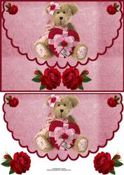 With Love Teddy Bear Envelope Card with Decoupage