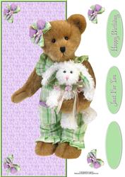 Cute Teddy with Rabbit Large Dl Card