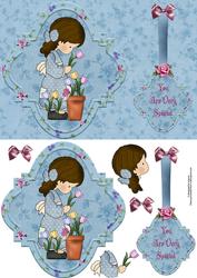 Little Tulip Girl with Decoupage