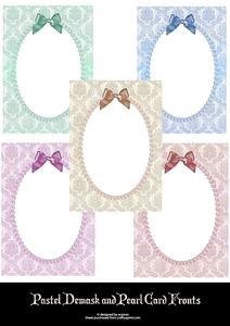 Pastel Demask & Pearl Card Fronts/frames