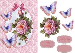 Damask Roses and Butterflies with Decoupage