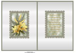 Yellow Lily's Sympathy Insert with Verse
