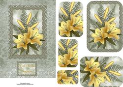 Yellow Lily's Sympathy Card with Pyramage