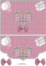 New Baby Girl/christening Fancy Edge Envelope Card