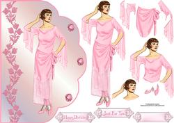 Pink Diamond Vintage Lady Fancy Edge with Decoupage