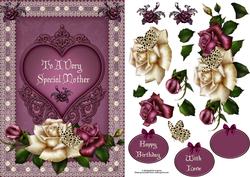 Mothers Roses and Lace with Decoupage