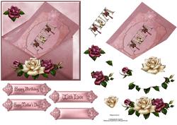 Mums Roses Envelope Card with Decoupage