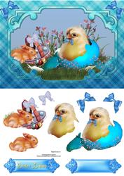 Hatching Easter Chick and Bunny with Decoupage