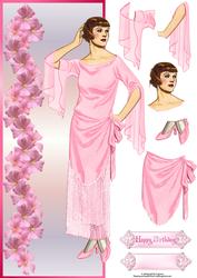 Vintage Fashion Large Dl with Decoupage
