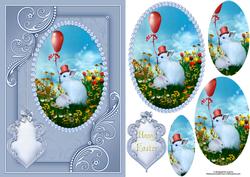 Floral Easter Bunnies with Oval Pyramage