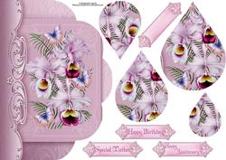 Orchids and Butterflies Fancy Edge with Teardrop Pyramage
