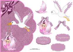 New Baby Girl Fancy Edge with Decoupage