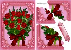 Bouquet of Roses with Wavy Edge Corner Stacker