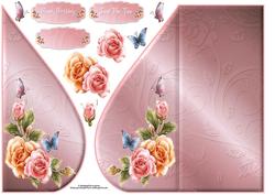 Rosy Butterflies Teardrop with Decoupage