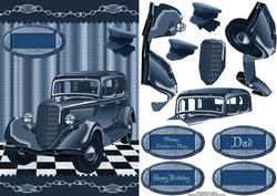 Classic Vintage Car with Decoupage