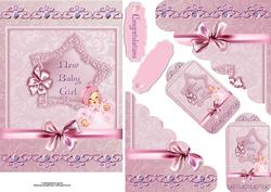 New Baby Girl Pocket Card with Tags