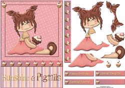 Cute Sunshine & Pigtails with Decoupage