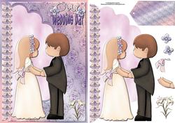 Our Wedding Day Envelope Card with Tag and Decoupage