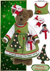 Christmas Teddy Large Dl with Decoupage
