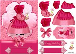 Lil Sunbonnet's Gift with Decoupage and Tag