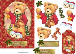 Christmas Teddy with Decoupage & Tag