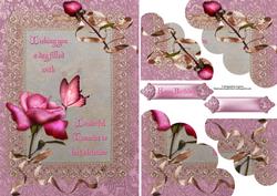 Rose Butterfly & Lace Duo Corner Stacker with Verse