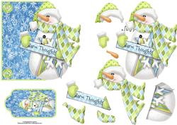 Warm Thoughts Snowman with Decoupage & Tag