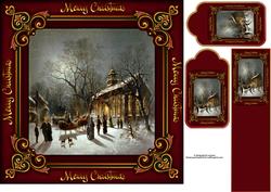 Vintage Christmas Scene with Bookmark & Tags