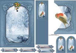 Christmas Robin Scene Pocket with Bookmark & Tags